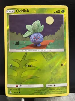 REVERSE HOLO Oddish 6/214 NM - Asako Ito Crocheted - Unbroken Bonds Pokemon Card - Image 1