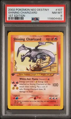 2002 POKEMON NEO DESTINY 1ST ED #107 SHINING CHARIZARD PSA 8 - Image 1