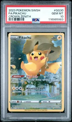 2023 POKEMON SWORD & SHIELD CROWN ZENITH #GG30 FULL ART/PIKACHU PSA 10 - Image 1