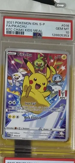 PSA 10 PIKACHU KFC Chaki Kids Meal 016 2021 Indonesian SM Promo POP 300 rare - Image 1