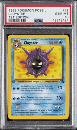 1999 POKEMON FOSSIL 1ST EDITION #32 CLOYSTER PSA 10 - Image 1