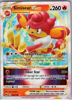 Simisear Vstar 023/159 - Pokemon TCG SWSH: Crown Zenith - Ultra Rare (NM) - Image 1
