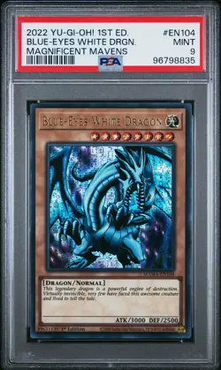 2022 YU-GI-OH! MAGNIFICENT MAVENS 1ST ED #EN104 BLUE-EYES WHITE DRAGON PSA 9 - Image 1