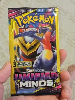 Pokemon Unified Minds Sun & Moon 3 Card Mini Booster Card Pack (Sealed) - Image 1