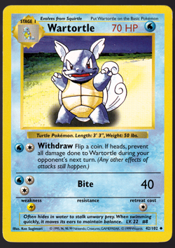 Wartortle 42/102 Shadowless Base Set 1999 Pokemon TCG Card LP - Image 1