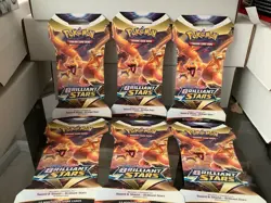 6 Pokemon TCG: Sword & Shield-Brilliant Stars Sleeved Booster Pack (10 Cards) 820650809972 - Image 1