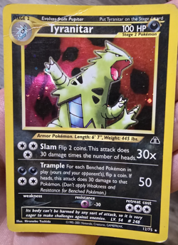 Pokemon TCG Tyranitar Holo Rare Card 12/75 Neo Discovery DMG - Image 2