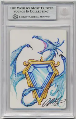 Signed Ice Cauldron Proof Mox Sapphire Sketch BGS Artist Dan Frazier MTG AP Rare - Image 1