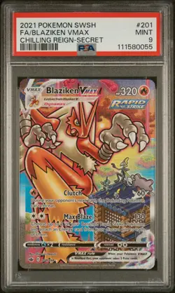 2021 POKEMON SWORD & SHIELD CHILLING REIGN SECRET FULL ART/BLAZIKEN VMAX PSA 9 - Image 1