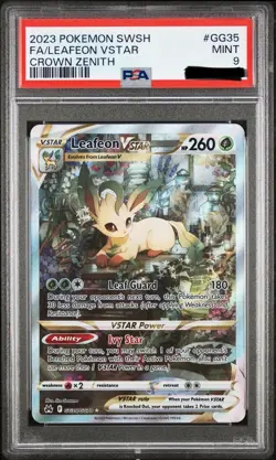 Set! 2023 POKEMON SWORD & SHIELD CROWN ZENITH #GG35 &14 LEAFEON VSTAR PSA 9 & 8 - Image 3