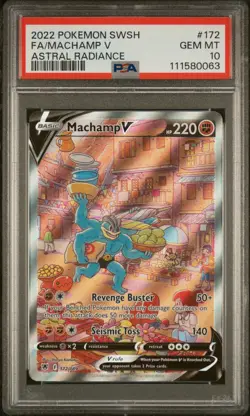 2022 POKEMON SWORD & SHIELD ASTRAL RADIANCE #172 FULL ART/MACHAMP V PSA 10 - Image 1