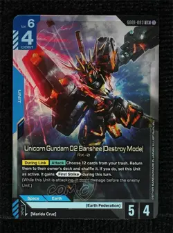 2025 Gundam Card Game Newtype Rising GD01 LR Unicorn O2 Banshee (Destroy Mode) - Image 1