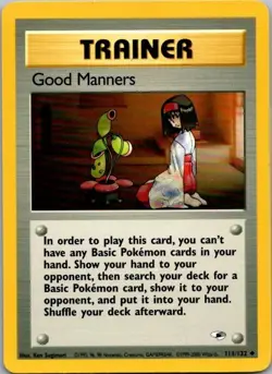 Pokemon Card Good Manners 111/132 Gym Heroes - Lightly Played - Image 1