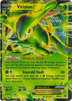 Virizion EX 9/101 Black & White Plasma Blast Lightly Played Pokemon Card - Image 1