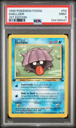1999 POKEMON FOSSIL 1ST EDITION #54 SHELLDER PSA 9 - Image 1