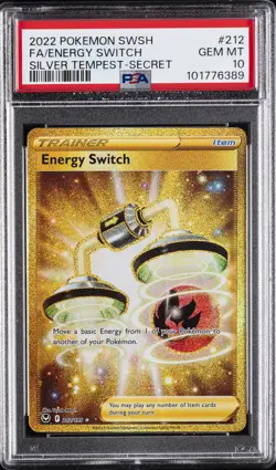 2022 POKEMON SWORD & SHIELD SILVER TEMPEST SECRET FULL ART/ENERGY SWITCH PSA 10 - Image 1