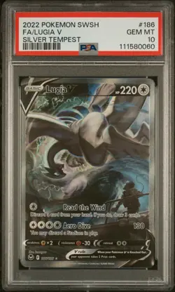 2022 POKEMON SWORD & SHIELD SILVER TEMPEST #186 FULL ART/LUGIA V PSA 10 - Image 1