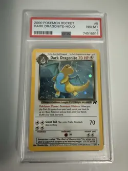 2000 Pokemon Team Rocket Dark Dragonite Holo 5/82 PSA 8 - Image 3