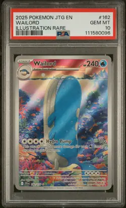 2025 POKEMON JTG EN-JOURNEY TOGETHER ILLUSTRATION RARE #162 WAILORD PSA 10 - Image 1