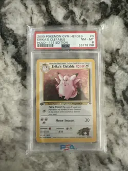 Erika's Clefable 3/132 1st Edition Holo- 2000 Pokemon TCG Gym Heroes PSA 8 NM-MT - Image 1