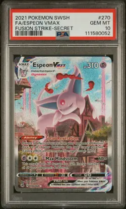 2021 POKEMON SWORD & SHIELD FUSION STRIKE SECRET FULL ART/ESPEON VMAX PSA 10 - Image 1