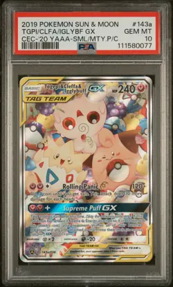 2019 POKEMON SUN & MOON COSMIC ECLIPSE TOGEPI & CLEFFA & IGGLYBUFF GX PSA 10 - Image 1