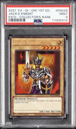 2021 YU-GI-OH! KING'S COURT 1ST ED-COLLECTOR'S RARE #EN028 JACK'S KNIGHT PSA 9 - Image 1