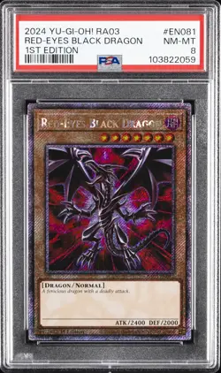2024 YU-GI-OH! RA03-QUARTER CENTURY BONANZA 1ST ED RED-EYES BLACK DRAGON PSA 8 - Image 1