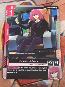 Gundam TCG Card Game Dual Impact Foil Rare GD02 R-091 Haman Karn Pilot Neo Zeon - Image 1