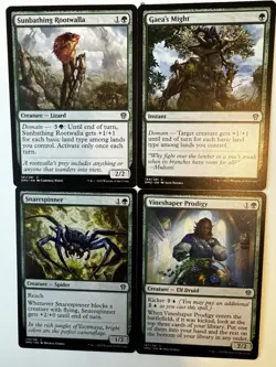 MTG (4) Card Lot | DMU | Mono Green | Snarespinner, Gaea’s Might, Vineshaper! - Image 1