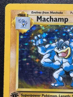1st Edition Machamp 8/102 Base Set Pokemon Card Holo Foil Rare HP - Image 3
