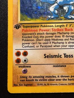 1st Edition Machamp 8/102 Base Set Pokemon Card Holo Foil Rare HP - Image 5