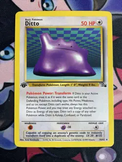 Ditto 18/62 Fossil 1st Edition Pokemon Card TCG LP Vintage - Image 1