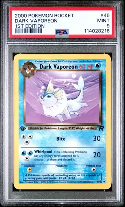 2000 POKEMON ROCKET 1ST EDITION #45 DARK VAPOREON PSA 9 - Image 1
