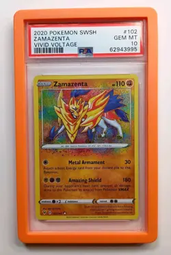 Pokemon Zamazenta Vivid Voltage Amazing Rare #102 PSA 10 Gem Mint - Image 1