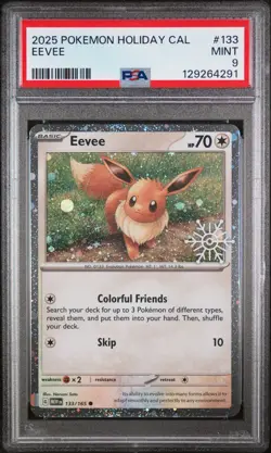 EEVEE #133 SNOWFLAKE STAMPED EXCLUSIVE 2025 POKEMON HOLIDAY CALENDAR PSA 9 MINT - Image 1