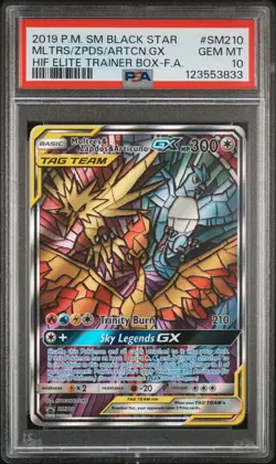 2019 POKEMON SM BLACK STAR PROMO FULL ART/MOLTRES & ZAPDOS & ARTICUNO GX PSA 10 - Image 1