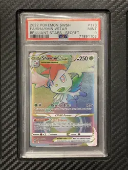 2022 PSA 9 FA Shaymin VSTAR #173 Full Art Secret Rare Rainbow Pokemon TCG SWSH - Image 1