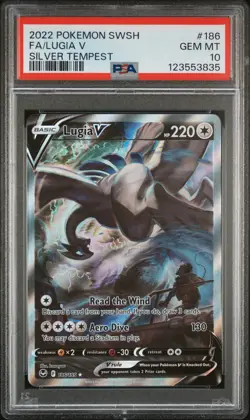 2022 POKEMON SWORD & SHIELD SILVER TEMPEST #186 FULL ART/LUGIA V PSA 10 - Image 1