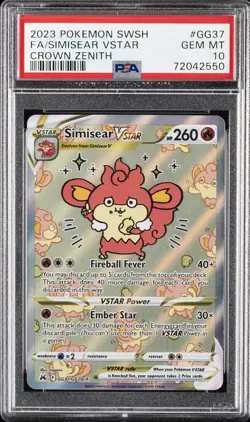 2023 POKEMON SWORD & SHIELD CROWN ZENITH #GG37 FULL ART/SIMISEAR VSTAR PSA 10 - Image 1