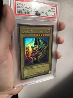 Yu-Gi-Oh! Legend of Blue Eyes 1st Ed Dark Magician #LOB-005 PSA 8 wavy - Image 4