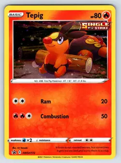 Tepig SWSH172 Black Star Promo Cosmos Holo Pokemon Card - Image 1
