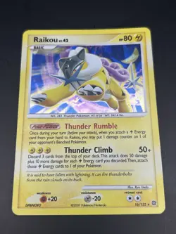 2007 Pokemon Raikou LV. 42 16/132 Secret Wonders Holo Rare Card - Image 2