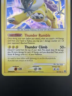 2007 Pokemon Raikou LV. 42 16/132 Secret Wonders Holo Rare Card - Image 4