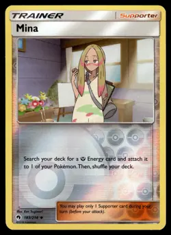 Mina 183/214 Reverse Holo Lost Thunder Pokemon Card - Image 1
