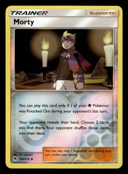 Morty 186/214 Reverse Holo S&M Lost Thunder Pokemon Card - Image 1
