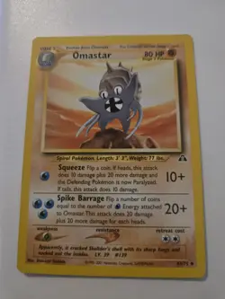 Omastar 43/75 Non Holo Uncommon Pokemon TCG Card Neo Discovery 2000 NEAR MINT - Image 1