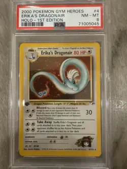 2000 Pokemon Gym Heroes Erika's Dragonair Holo 1st Edition 4 PSA 8 NM-MT Swirl!! - Image 1