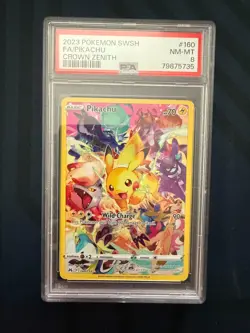 2023 Pokemon Pikachu Full Art 160/159 Crown Zenith Secret Rare PSA 8 - Image 1