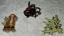 Pokemon TCG - Shiny Mega Rayquaza Entei Tyranitar Pin Set Rare - Image 1